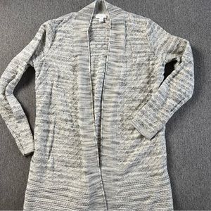J Jill Flyaway Marled knitted Cardigan Gray White Cotton Textured Casual Boho